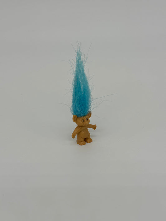 Die Trolls "Mini Troll blaues Haar" Glückstroll Anhänger / Halskette 90er Jahre