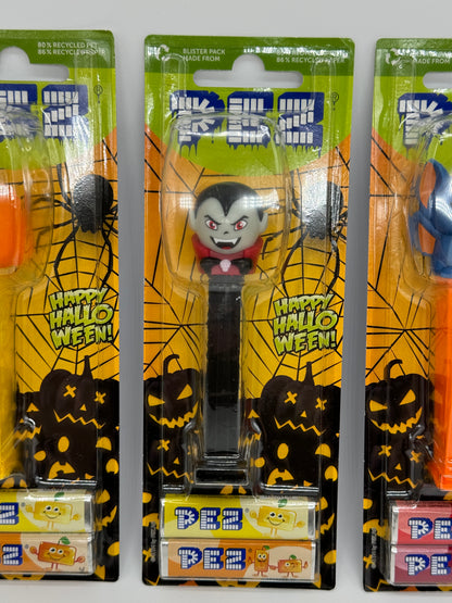 4x PEZ Happy Halloween 2024 "Vampir, Kürbis, Geist, Fledermaus"