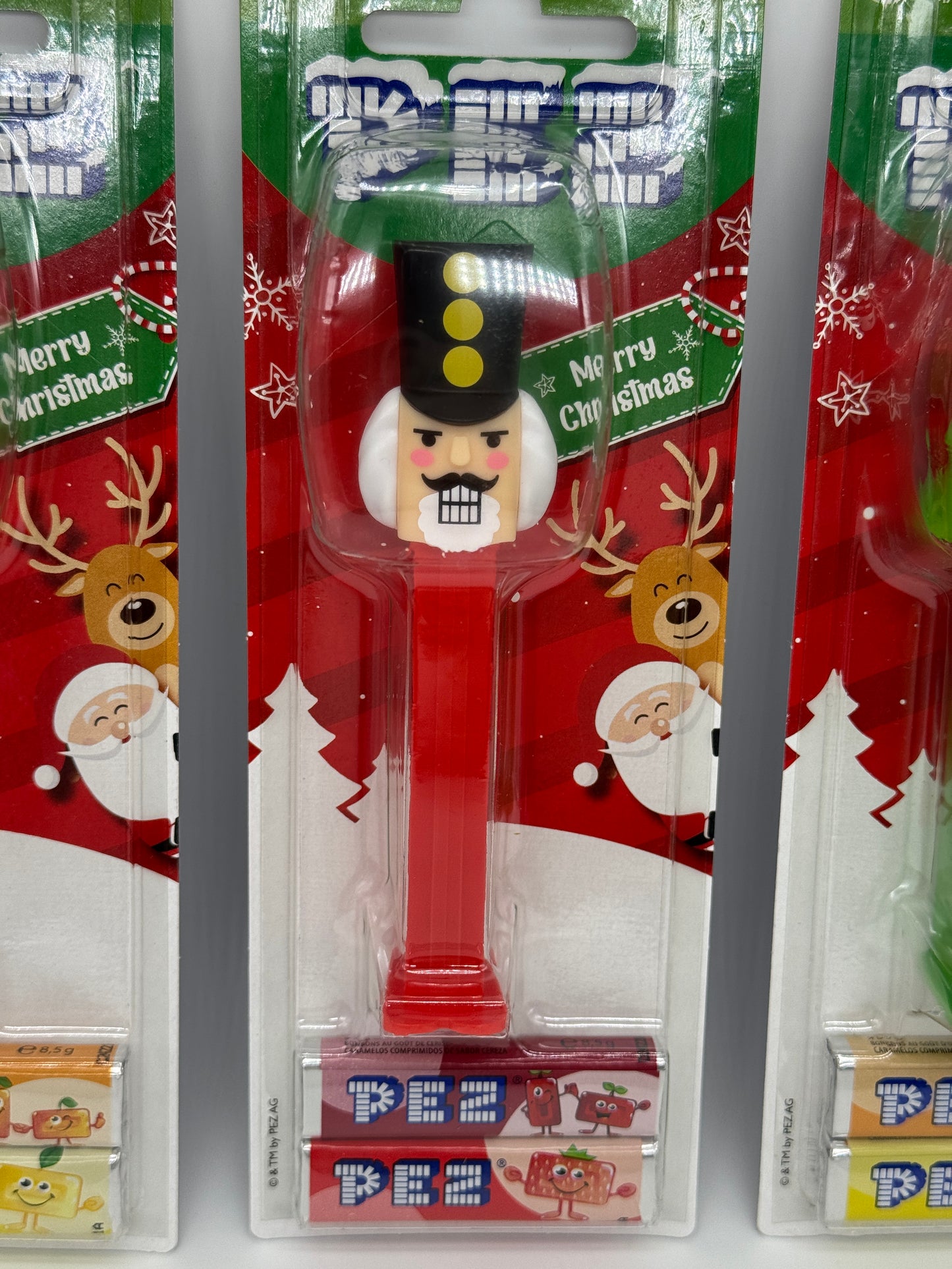 5x PEZ Merry Christmas "Weihnachtsmann, Schneemann, Baum, Rentier, Nussknacker"