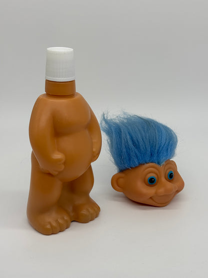 Die Trolls "Badezusatz" Vintage Zaubertroll blau Glückstroll 90er Jahre (volle Flasche)