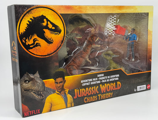 Jurassic World "Darius Adventure Pack" Chaos Theory Spielset mit drei Dinos und Figur (2023)