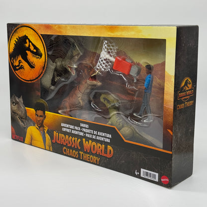 Jurassic World "Darius Adventure Pack" Chaos Theory Spielset mit drei Dinos und Figur (2023)