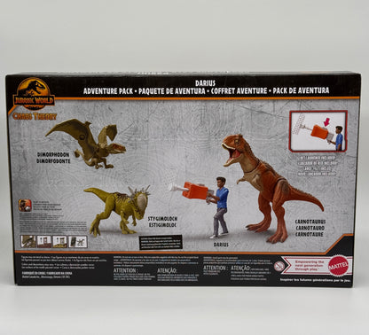 Jurassic World "Darius Adventure Pack" Chaos Theory Spielset mit drei Dinos und Figur (2023)