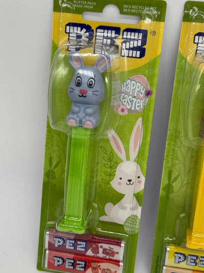 PEZ Set "Frohe Ostern 2025" Grauer Hase, Brauner Hase, Küken und Osterei (2025)