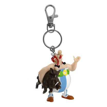 Asterix & Obelix "Obelix mit Wildschwein" 14cm Schlüsselanhänger / Keychain (Plastoy)